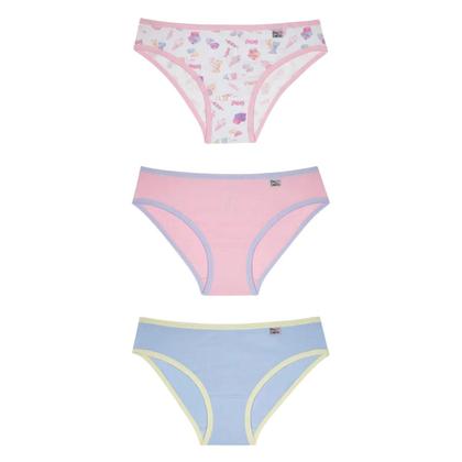 Imagem de Kit Com 3 Calcinhas Infantil De Algodão Miss DelRio