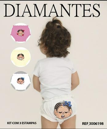 Imagem de kit com 3 Calcinhas Infantil turma da Mônica - Diamantes Lingerie