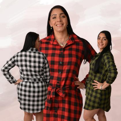 Imagem de Kit com 3 Camisão Chemise Xadrez Flanelado: Elegância e Conforto em Dobro