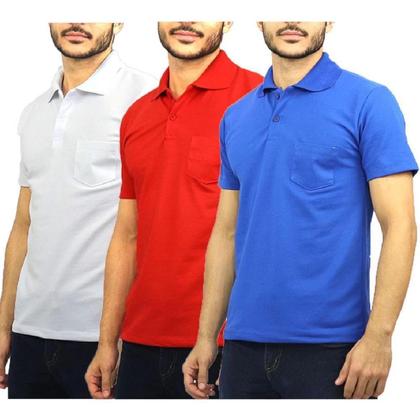 Imagem de Kit Com 3 Camiseta Gola Polo Masculina Piquet