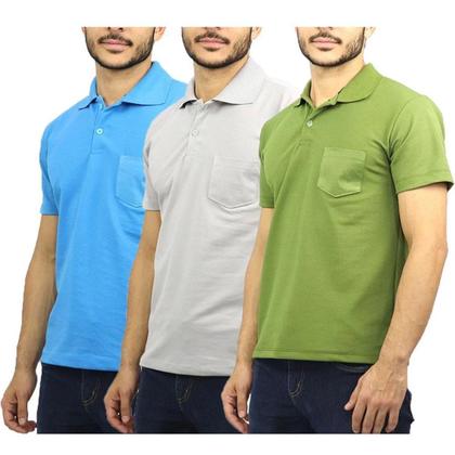 Imagem de Kit Com 3 Camiseta Gola Polo Masculina Piquet