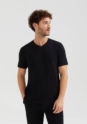 Imagem de Kit Com 3 Camisetas Masculinas Básicas Slim Gola V