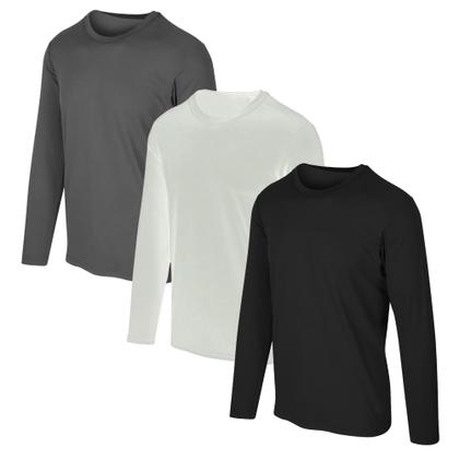 Imagem de Kit com 3 Camisetas Proteção Solar UV +50 Masculina Slim Fitness