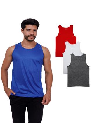 Imagem de Kit Com 3 Camisetas Regatas Masculina 100% Poliéster