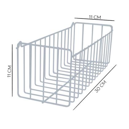 Imagem de Kit Com 3 Cestos Aramado De Parede Lavanderia Cozinha N3 Branco