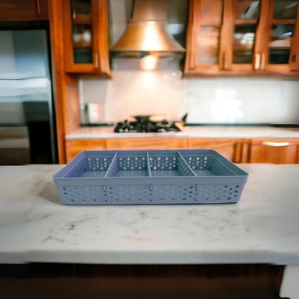 Imagem de Kit Com 3 Cestos Organizadores Prático Decorativo Vazado 3 Divisórias Multiuso