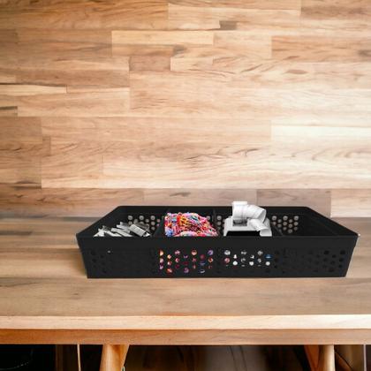 Imagem de Kit Com 3 Cestos Organizadores Prático Decorativo Vazado 3 Divisórias Multiuso