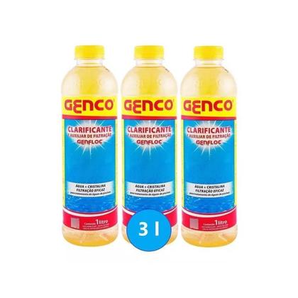 Imagem de Kit com 3 Clarificante Floculante E Auxiliar De Filtração Genco 1l Genfloc