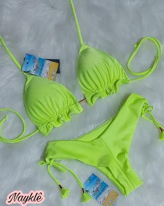 Imagem de Kit Com 3 Conj. Biquíni Cortininha C/ Calcinha Fio Duplo