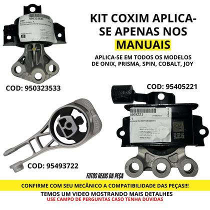 Imagem de Kit Com 3 Coxins de Motor e Cambio Manual para Onix Prisma Spin Cobalt ORIGINAL PEÇA GENUINA GM