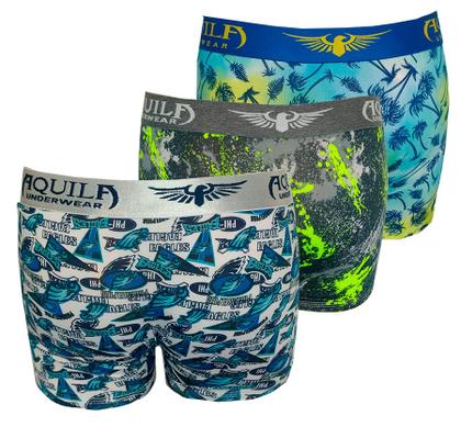 Imagem de Kit  Com 3 Cueca Boxer  Microfibra Estampada Aquila Sortido