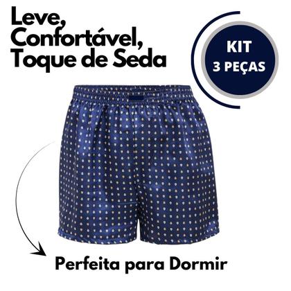 Imagem de Kit Com 3 Cueca Samba Canção De Cetim Short De Dormir