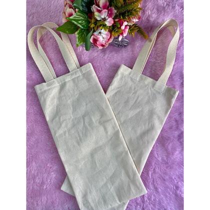 Imagem de kit com 3 ecobags lisa Porta Garrafa  40x20cm 100% Algodão