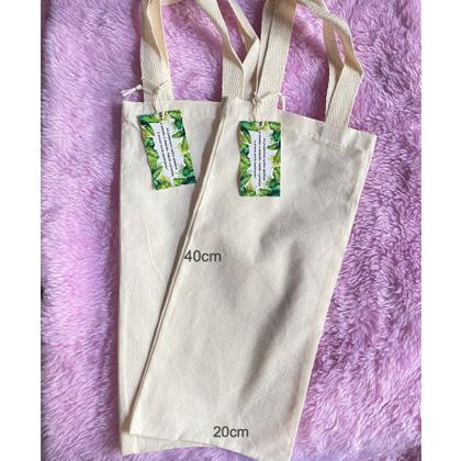 Imagem de kit com 3 ecobags lisa Porta Garrafa  40x20cm 100% Algodão