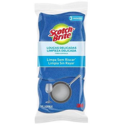 Imagem de Kit com 3 Esponja SCOTCH-BRITE Cozinha Nao Risca Azul
