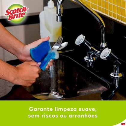 Imagem de Kit com 3 Esponja SCOTCH-BRITE Cozinha Nao Risca Azul