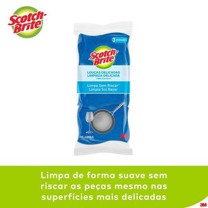 Imagem de Kit com 3 Esponja SCOTCH-BRITE Cozinha Nao Risca Azul