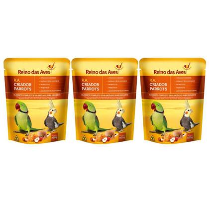 Imagem de Kit Com 3 Farinhadas R.A Criador Parrots 400g - Reino das Aves