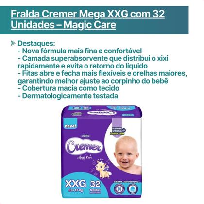 Imagem de Kit com 3 Fralda Cremer Mega XXG com 32 Unidades Magic Care