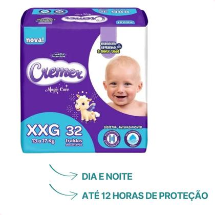Imagem de Kit com 3 Fralda Cremer Mega XXG com 32 Unidades Magic Care