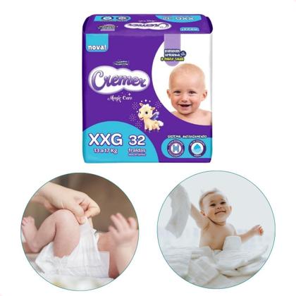 Imagem de Kit com 3 Fralda Cremer Mega XXG com 32 Unidades Magic Care