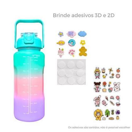 Imagem de Kit Com 3 Garrafas Frases Motivacionais Colorida Com 2 Bicos