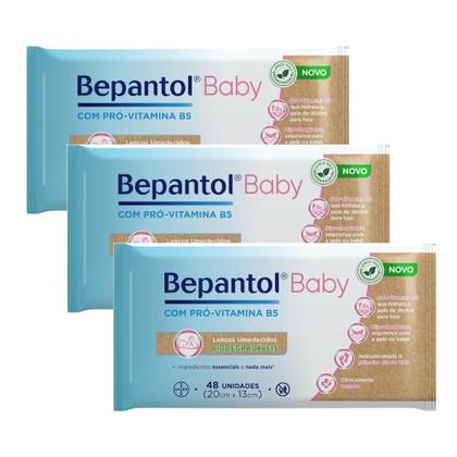 Imagem de Kit com 3 Lenços Umedecidos Biodegradável 48un Cada Bepantol