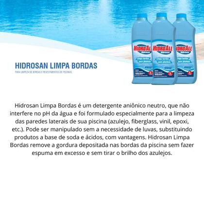 Imagem de Kit Com 3 Limpa Bordas Para Piscinas Hidrosan Hidroall 1 Litro