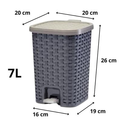 Imagem de Kit Com 3 Lixeiras Smart Cesto Interno Pedal Amortecedor 7L 15L 25L Cimento