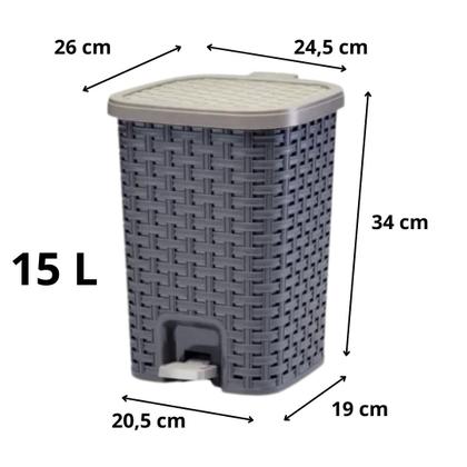 Imagem de Kit Com 3 Lixeiras Smart Cesto Interno Pedal Amortecedor 7L 15L 25L Cimento