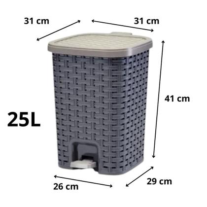 Imagem de Kit Com 3 Lixeiras Smart Cesto Interno Pedal Amortecedor 7L 15L 25L Cimento