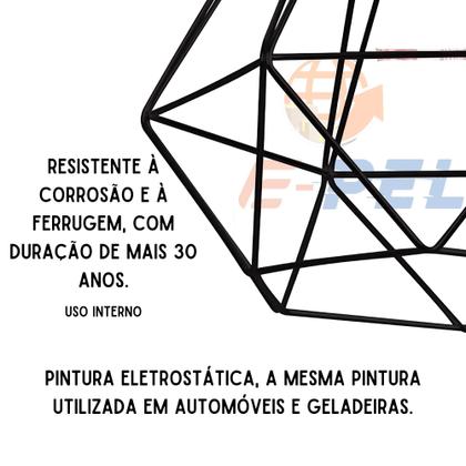 Imagem de Kit Com 3 Luminárias Pendente Tipo Diamante Aço Modelo Teto (Preto)