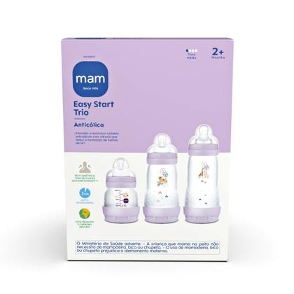 Imagem de Kit com 3 Mamadeiras Easy Start 130/260/320ml Lilás - MAM