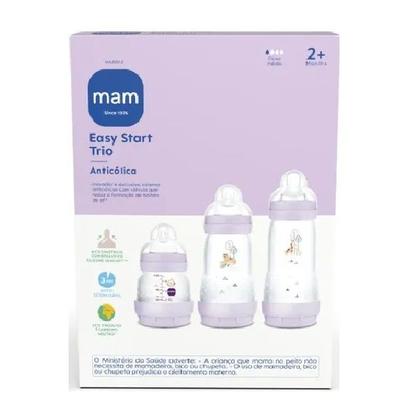 Imagem de Kit com 3 Mamadeiras EASY START Anticolica 130/260/320ML MAM Lilas