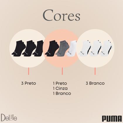 Imagem de Kit com 3 Meias Esportiva Puma Cano Baixo Lisa Modelo Sapatilha Sport Calcanhar Verdadeiro Adulto