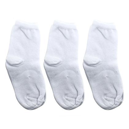 Imagem de Kit Com 3 Meias Para Bebê Selene Macia E Confortável Lisa Em Algodão Elastano 1355 001 997 Branco