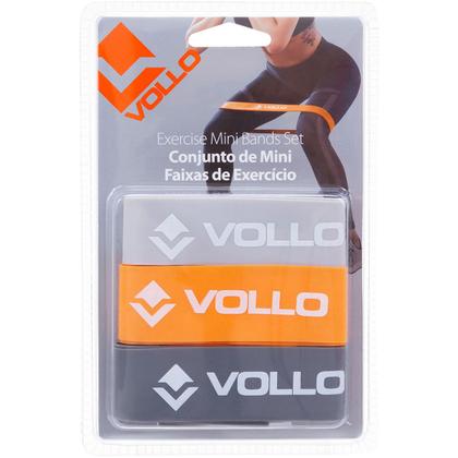 Imagem de Kit com 3 Mini Faixas Elásticas de Exercícios Bands Treino Funcional Níveis Fraco Médio Forte Vollo