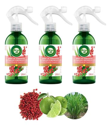 Imagem de Kit com 3 Neutralizadores Bom Ar Pimenta Rosa Capim Limão
