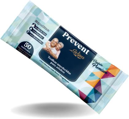 Imagem de KIT com 3 Pacotes Toalhas umedecidas Lenços Adulto Prevent Wipes 50 unidades Geriátrica TOTAL 150 un