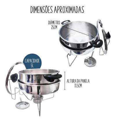 Imagem de Kit Com 3 Panelas De Banho Maria Réchauds Para Buffet Festas