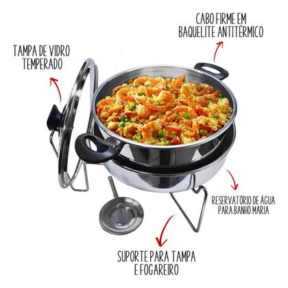 Imagem de Kit Com 3 Panelas De Banho Maria Réchauds Para Buffet Festas