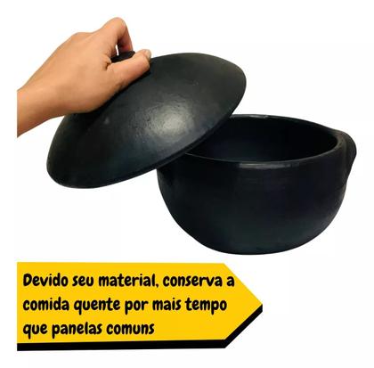 Imagem de Kit com 3 Panelas de Barro Capixaba 2,0 Litros + 3 Cumbucas 500 ML *PRONTAS PARA O USO*