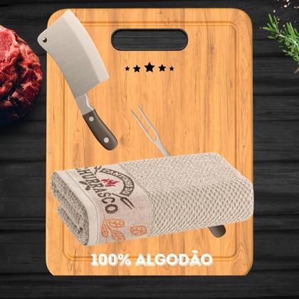 Imagem de Kit com 3 Panos de Copa Prato Guardanapo Churrasco Felpudo Karsten 46 x 65 cm