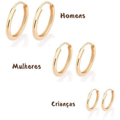 Imagem de Kit Com 3 Pares De Argolas Rommanel Para Primeiro Segundo Terceiro Furo Banhadas  Ouro 18k