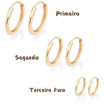 Imagem de Kit Com 3 Pares De Argolas Rommanel Para Primeiro Segundo Terceiro Furo Banhadas  Ouro 18k
