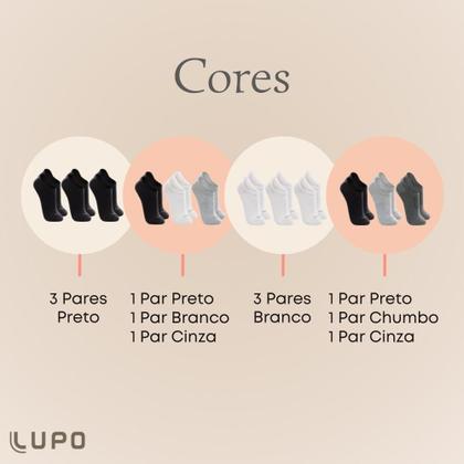 Imagem de Kit Com 3 Pares De Meias Curtas Soquete Invisivel Lupo Modelo Esportiva Cores Sortidas Unissex