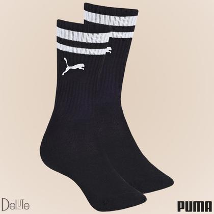 Imagem de Kit com 3 Pares de Meias Esportiva Listrada Modelo Cano Longo Puma Sport Calcanhar Verdadeiro Básic