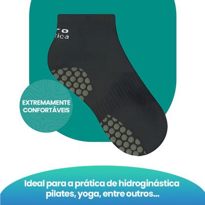 Imagem de Kit Com 3 Pares De Meias Hidro Hidroginástica Pilates Antiderrapante Selene