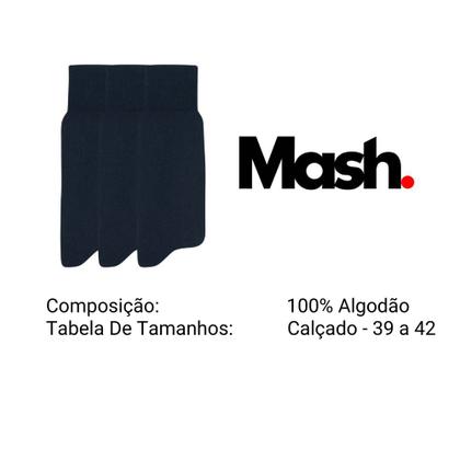 Imagem de Kit Com 3 Pares De Meias Social Masculina Mash 100% Algodão