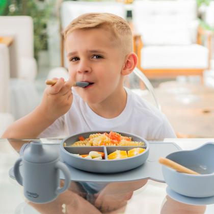 Imagem de Kit com 3 peças Alimentação p/ Bebê em Silicone Cinza Freso